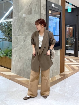 「JEANASIS（ジーナシス）のサキソニーパワショルジャケット/525969（テーラードジャケット）」を使った、yukiさん（レディース・155cm）の秋コーディネート