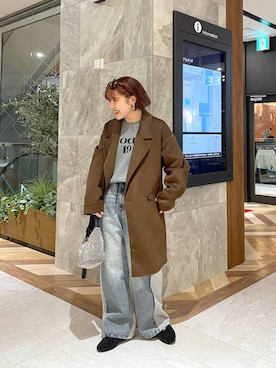 「アイテム（ピーコート）」を使った、yukiさん（レディース・155cm）の冬コーディネート