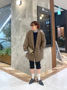 「JEANASIS（ジーナシス）のサキソニーパワショルジャケット/525969（テーラードジャケット）」を使った、yukiさん（レディース・155cm）の秋コーディネート