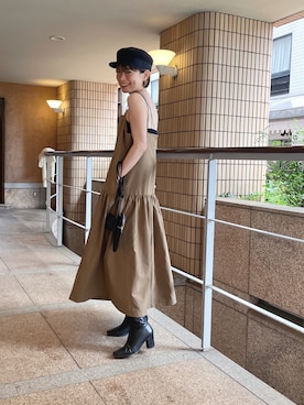「Simplicite（サンプリシテ）のアイテム（ワンピース/ドレス）」を使った、下島麻子さん（レディース・159cm）の秋コーディネート