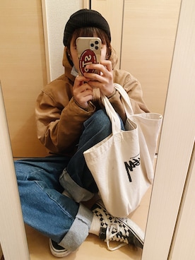 「Carhartt（カーハート）のアイテム（ブルゾン）」を使った、yukarunさん（レディース・162cm）の冬コーディネート