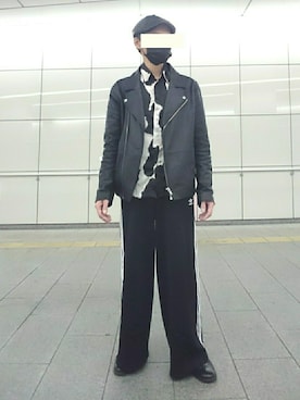 「ドレスシューズ」｜「アイテム（ライダースジャケット）」を使った、たっくんさん（メンズ・176cm）の秋コーディネート