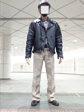 「バンドT」｜「アイテム（ハンチング/ベレー帽）」を使った、たっくんさん（メンズ・176cm）の秋コーディネート