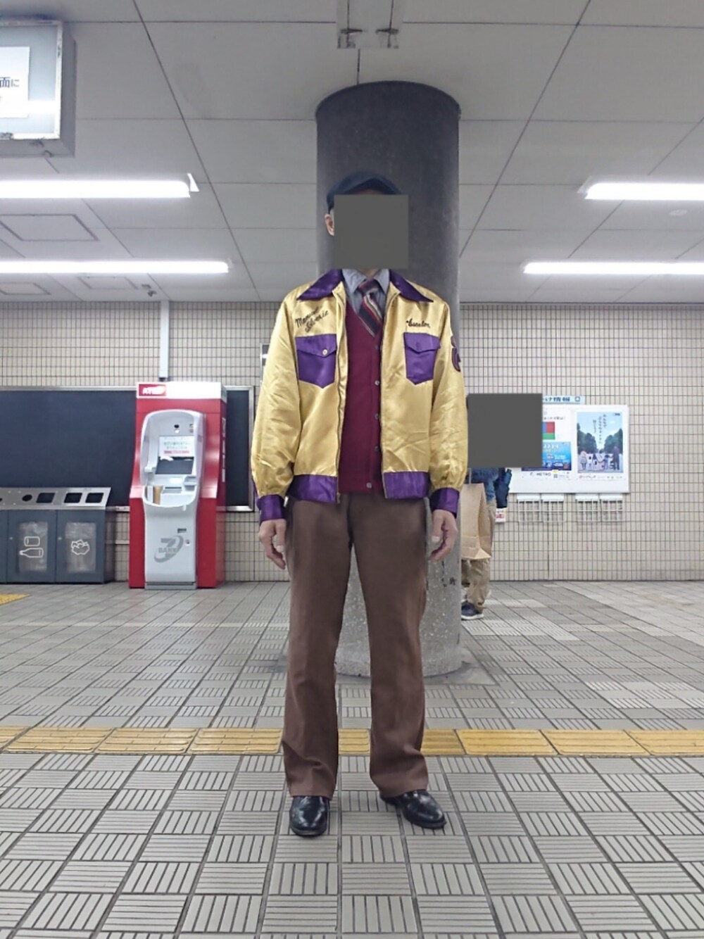 「ハンチング帽、ボーリングジャケット、カーディガン、ドレスシャツ、ネクタイ、スタプレ、ドレスシューズ、KANGOL、BOWLER'S、ポロラルフローレン、クリスチャンディオール、リーバイス、IZODLACOSTE、BOSTONIAN」｜「KANGOLのKANGOL（カンゴール）WOOL 504/ウールハンチング/ベレー帽 メンズ レディース（ハンチング/ベレー帽、ブラック系）」を使った、たっくんさん（メンズ・176cm）の春コーディネートの1枚目の写真