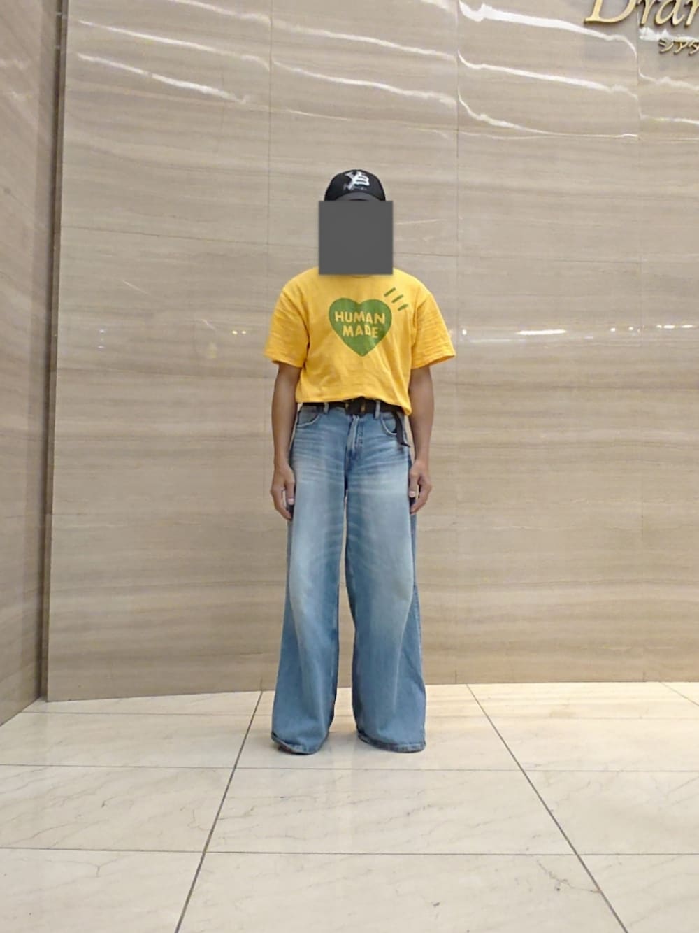 「キャップ、Tシャツ、ワイドデニム、スニーカー、ストリート、Y-3、HUMAN MADE、ZARA、アレキサンダーワン×アディダス」｜「Y-3のアイテム（キャップ、ブラック系）」を使った、たっくんさん（メンズ・176cm）の夏コーディネートの1枚目の写真