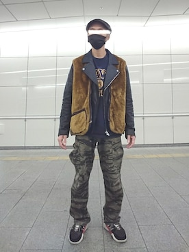 「アレキサンダーワン×アディダス」｜「アイテム（ライダースジャケット）」を使った、たっくんさん（メンズ・176cm）の秋コーディネート