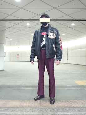 「Wrangler」｜「アイテム（ブルゾン）」を使った、たっくんさん（メンズ・176cm）の冬コーディネート
