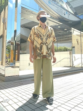 「Lui's（ルイス）のアイテム（サンダル）」を使った、たっくんさん（メンズ・176cm）の秋コーディネート