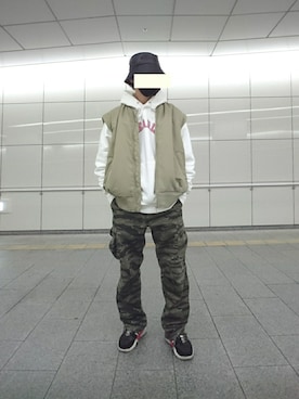 「アレキサンダーワン×アディダス」｜「アイテム（MA-1）」を使った、たっくんさん（メンズ・176cm）の冬コーディネート