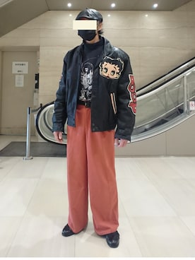 「バンドT」｜「アイテム（ブルゾン）」を使った、たっくんさん（メンズ・176cm）の春コーディネート