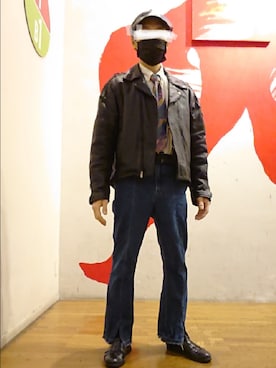 「BEAMS」｜「アイテム（ライダースジャケット）」を使った、たっくんさん（メンズ・176cm）の秋コーディネート