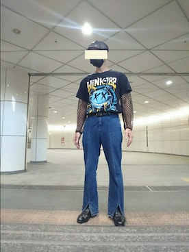 「バンドT」｜「アイテム（ハンチング/ベレー帽）」を使った、たっくんさん（メンズ・176cm）の夏コーディネート