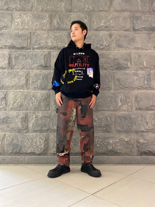 DIESEL（ディーゼル）の「メンズ パーカー プリント エンブロイ