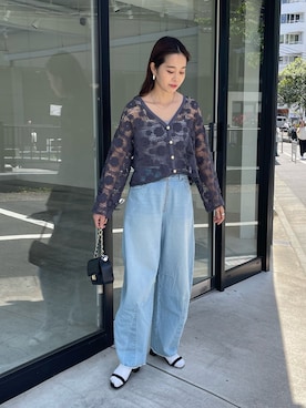 「fredy emue（フレディエミュ）のカーブデニムパンツ（デニムパンツ）」を使った、miuraさん（レディース・160cm）の春コーディネート