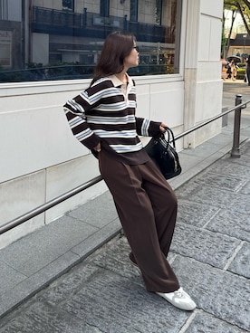 「アイテム（スラックス）」を使った、miuraさん（レディース・160cm）の秋コーディネート