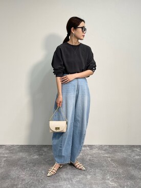 「fredy emue（フレディエミュ）のカーブデニムパンツ（デニムパンツ）」を使った、miuraさん（レディース・160cm）の春コーディネート