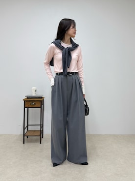 「スラックスパンツ」｜miuraさん（レディース・160cm）の冬コーディネート