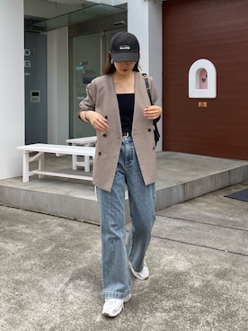 「スポーツミックス」｜「アイテム（ノーカラージャケット）」を使った、miuraさん（レディース・160cm）の冬コーディネート