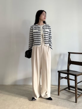 「アイテム（カーディガン/ボレロ、ホワイト系）」を使った、miuraさん（レディース・160cm）の夏コーディネート