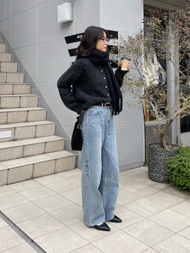 「アイテム（マフラー）」を使った、miuraさん（レディース・160cm）の冬コーディネート