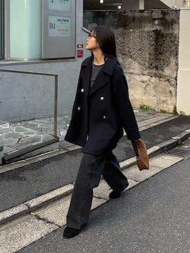 「アイテム（ピーコート）」を使った、miuraさん（レディース・160cm）の秋コーディネート