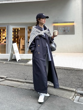 「トレンチ」｜「アイテム（帽子）」を使った、miuraさん（レディース・160cm）の冬コーディネート