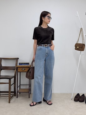「アイテム（ベルト）」を使った、miuraさん（レディース・160cm）の夏コーディネート