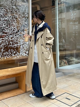 「秋先取りコーデ」｜「アイテム（トレンチコート）」を使った、miuraさん（レディース・160cm）の秋コーディネート