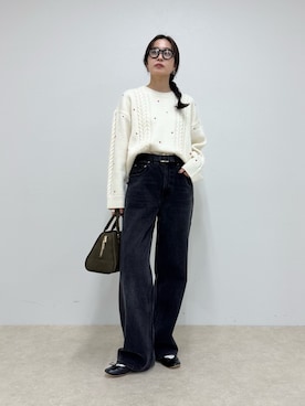 「fredy emue（フレディエミュ）のハート刺繍柄編みニットプルオーバー（ニット/セーター）」を使った、miuraさん（レディース・160cm）の秋コーディネート