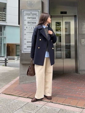 「アイテム（ピーコート）」を使った、miuraさん（レディース・160cm）の秋コーディネート