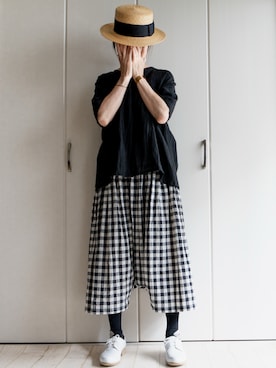 「アイテム（バングル/リストバンド）」を使った、toccoさん（レディース・160cm）の夏コーディネート