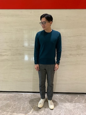 「CDG（シーディージー）のアイテム（シューズ）」を使った、Tim さん（メンズ・179cm）の秋コーディネート