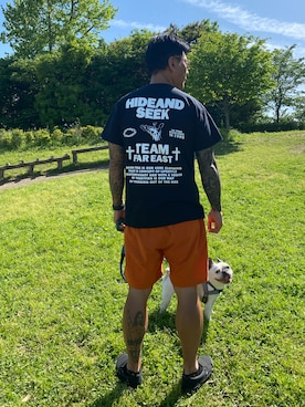 「CALEE（キャリー）のアイテム（パンツ）」を使った、飛車角さん（メンズ・180cm）の春コーディネート