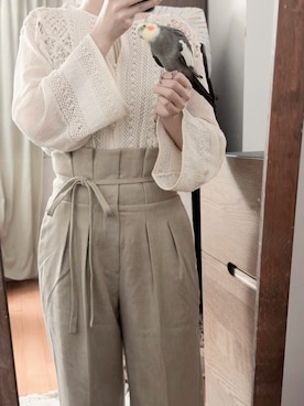 「eaphiのアイテム（パンツ、ベージュ系）」を使った、levemrさん（レディース・157cm）の夏コーディネート