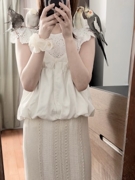 「eaphiのアイテム（キャミソール、ホワイト系）」を使った、levemrさん（レディース・157cm）の夏コーディネート