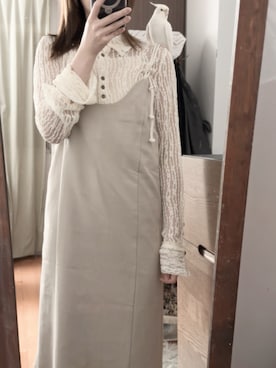 「eaphiのアイテム（ワンピース/ドレス、ベージュ系）」を使った、levemrさん（レディース・157cm）の秋コーディネート