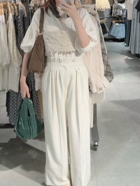 「eaphiのアイテム（キャミソール、ホワイト系）」を使った、levemrさん（レディース・157cm）の夏コーディネート