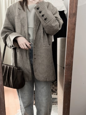 「eaphiのアイテム（チェスターコート、ブラウン系）」を使った、levemrさん（レディース・157cm）の秋コーディネート