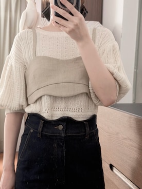 「eaphiのアイテム（デニムパンツ、ブルー系）」を使った、levemrさん（レディース・157cm）の夏コーディネート