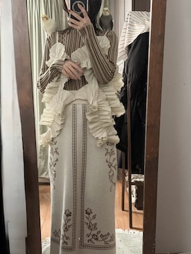 「eaphiのアイテム（ニット/セーター、ブラウン系）」を使った、levemrさん（レディース・157cm）の夏コーディネート