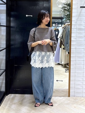 「A part by（アパートバイ）のApbコクーンデニムパンツ（デニムパンツ）」を使った、ナオさん（レディース・158cm・20代）の夏コーディネート