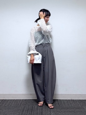 「アパートバイローリーズ」｜「アイテム（スラックス）」を使った、ナオさん（レディース・158cm）の夏コーディネート