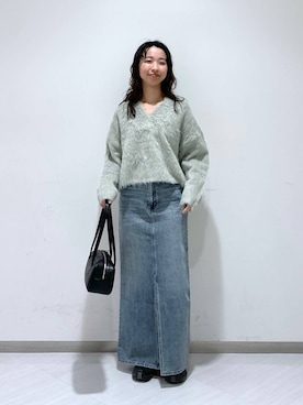 「アイテム（デニムスカート）」を使った、ナオさん（レディース・158cm・20代）の冬コーディネート