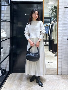 「A part by（アパートバイ）のアイテム（ハンドバッグ）」を使った、ナオさん（レディース・158cm）の冬コーディネート