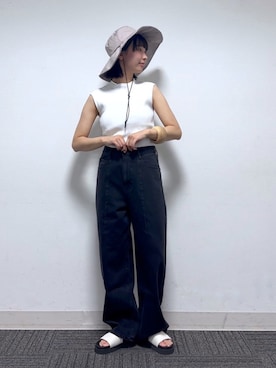 「アパートバイローリーズ」｜「アイテム（帽子）」を使った、ナオさん（レディース・158cm）の春コーディネート