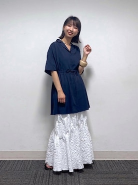 「オフホワイト」｜「アイテム（アクセサリー）」を使った、ナオさん（レディース・158cm）の夏コーディネート