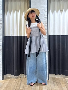 「A part by（アパートバイ）のアイテム（帽子）」を使った、ナオさん（レディース・158cm）の夏コーディネート