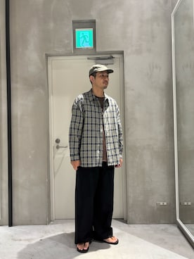 「CIAOPANIC TYPY（チャオパニックティピー）の【UNISEX】モール混長袖チェックシャツ（シャツ/ブラウス）」を使った、Sasakiさん（メンズ・180cm）の秋コーディネート