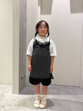 「CIAOPANIC TYPY（チャオパニックティピー）の【KIDS】ランジェリーレースドットキャミチュニック《ジュニアサイズあり》（チュニック、ブラック系）」を使った、Sasakiさん（メンズ・180cm）の夏コーディネート