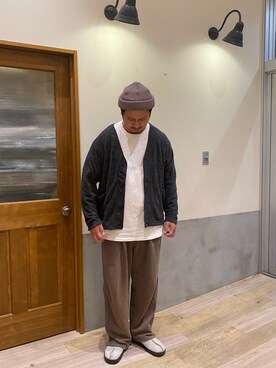「CIAOPANIC TYPY（チャオパニックティピー）のアイテム（ニットキャップ/ビーニー）」を使った、Sasakiさん（メンズ・180cm）の冬コーディネート